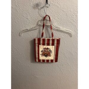 Tote Bag Longaberger 2005 Holiday Stripe Gift‎ CHRISTMAS 9"x8"x4"